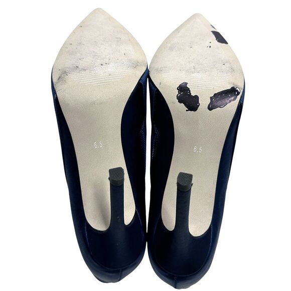 Neiman Marcus Silk Navy Pointed Toe Flower Bling Stiletto Ankle Boots Size 6.5 - Picture 12 of 12